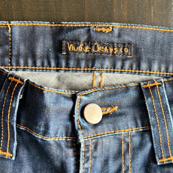 Distressed navy blue jeans, Nudie. - Picture 3 of 7